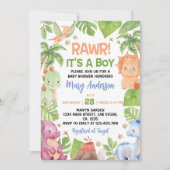 Het is een Baby shower van een jongensdinosaurus Kaart (Voorkant)