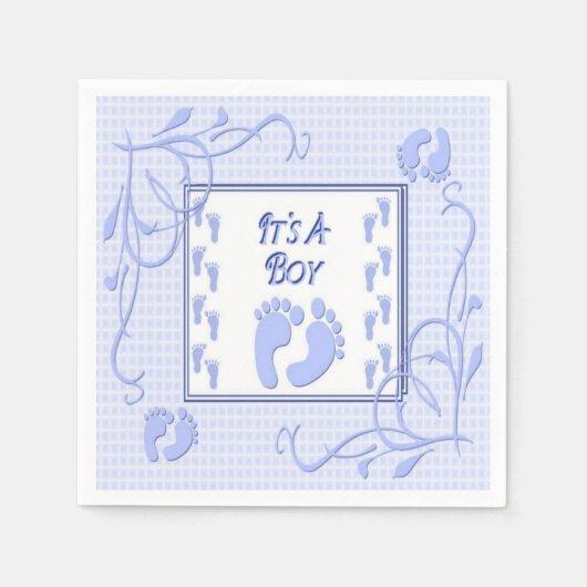 Het is een Baby shower van een peuterblauw, Napkin Servet (Voorkant)