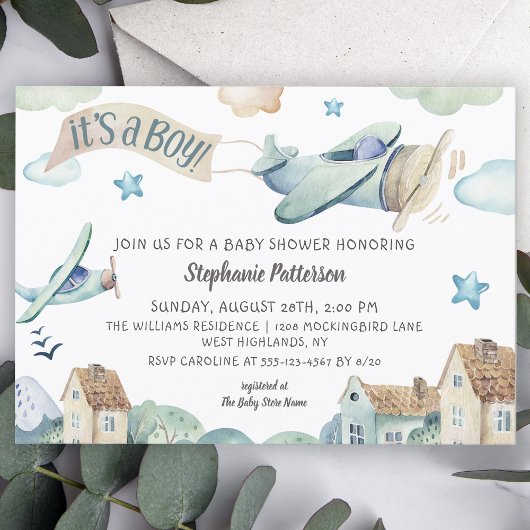 Het is een Baby shower van een Waterverf van de Jo Kaart