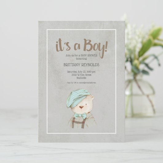 Het is een Baby shower van Teddy Bear. Kaart (Staand voorkant)