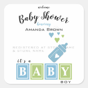 Het is een Baby shower. Vierkante Sticker