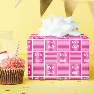 Het is een Baby shower voor een meisje roze/witte Cadeaupapier
