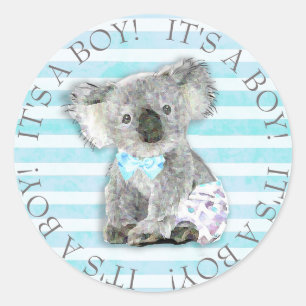 Het is een Beer Blue Baby shower van de Boy Cute K Ronde Sticker