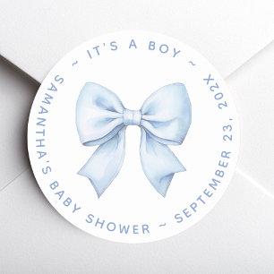 Het is een Blauwe Boog Baby Shower Ronde Sticker