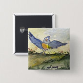 Het is een blauwe vogeldag vierkante button 5,1 cm (Voorkant /achterkant)