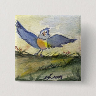 Het is een blauwe vogeldag vierkante button 5,1 cm