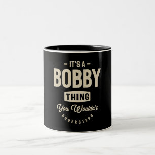 Het is een Bobby Thing, naam Bobby Tweekleurige Koffiemok