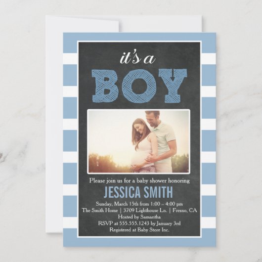 Het is een Boy Afbeelding Baby shower Invitation Kaart (Voorkant)