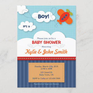 Het is een Boy Airplane Baby shower Invitation Kaart