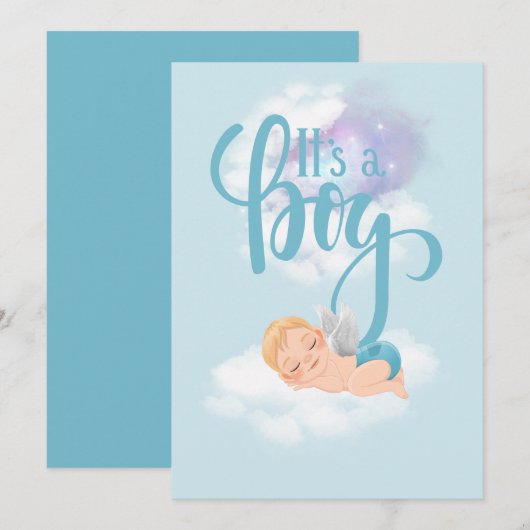 Het is een 'boy baby Announcement Card' Aankondiging (Voorkant / Achterkant)