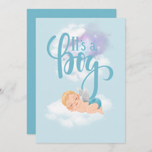 Het is een 'boy baby Announcement Card' Aankondiging