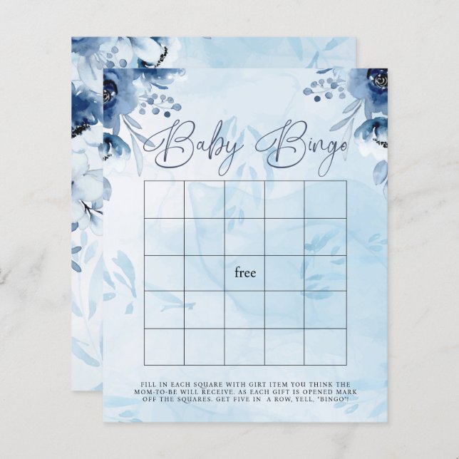Het is een Boy Baby Bingo Baby shower spel (Voorkant / Achterkant)