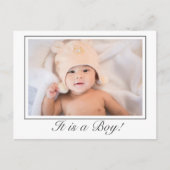 Het is een Boy Baby Geboorte Foto Aankondiging Bri Briefkaart (Voorkant)