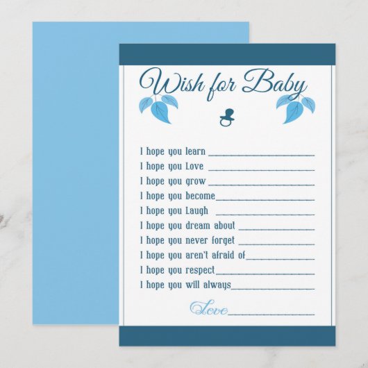 Het is een Boy Baby shower Advies Kaart (Voorkant / Achterkant)