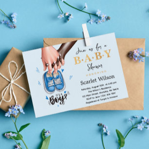 Het is een Boy Baby shower Blue Boy Shoes Invitati Briefkaart