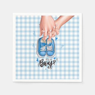 Het is een Boy Baby shower Blue Boy Shoes Servet