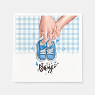 Het is een Boy Baby shower Blue Boy Shoes Servet