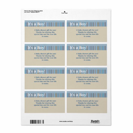 Het is een Boy, Baby shower Favor Labels (Full Sheet)