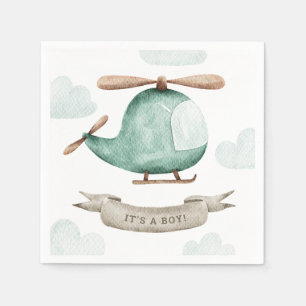 Het is een Boy Baby shower   helikopterpiloot Servet