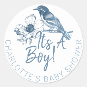 Het is een Boy Baby shower Sticker – Dusty Blue Bi