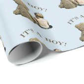 Het is een Boy, Baby & Teddy Bear Baby shower Gift Cadeaupapier (Rol Hoek)