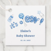 Het is een Boy Baby Things Blue Boy Baby shower Bedankjes Labels (Voorkant)