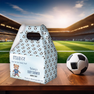 Het is een Boy Bearly Wait Soccer Player Baby show Bedankdoosjes