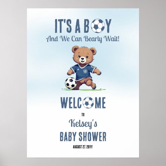 Het is een Boy Bearly Wait Soccer Player Baby show Poster (Voorkant)