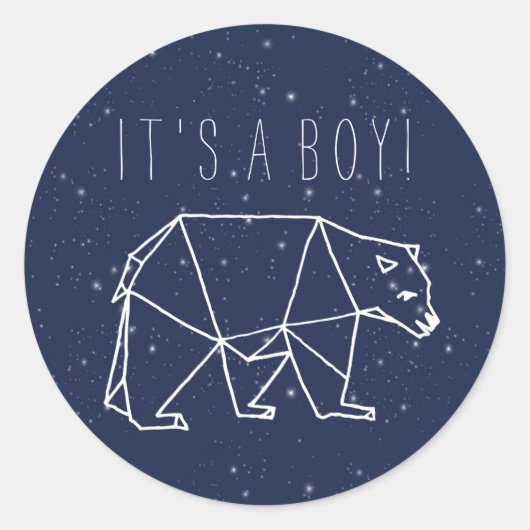 Het is een Boy - Beer Constellations Ronde Sticker (Voorkant)
