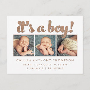 Het is een Boy Birth Announcement Photo Briefkaart