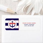 Het is een Boy Blue Anchor & Stripes Adresetikette Etiket (Insitu)