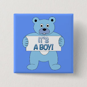 Het is een Boy Blue Beer Vierkante Button 5,1 Cm