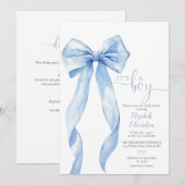 Het is een Boy Blue Bow Baby shower alles in één Kaart (Voorkant / Achterkant)