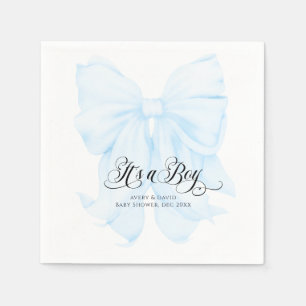 Het is een Boy Blue Bow Modern Elegant Baby shower Servet
