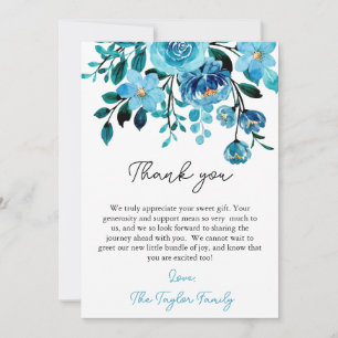 Het is een Boy Blue Floral Waterverf Baby shower Bedankkaart