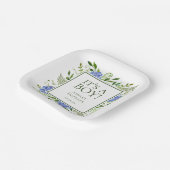 Het is een Boy Blue Hydrangeas Boy Baby shower Papieren Bordje (Gebogen)