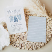 Het is een Boy Blue Jean Denim Baby shower Kaart