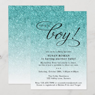 Het is een Boy Blue Ombre Glitter Baby Sprinkle Sh Kaart