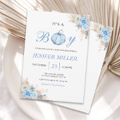 Het is een Boy Blue Pumpkin Baby shower Kaart