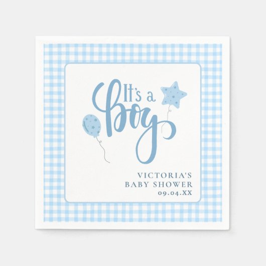 Het is een Boy Blue Simple Script Baby shower Servet (Voorkant)