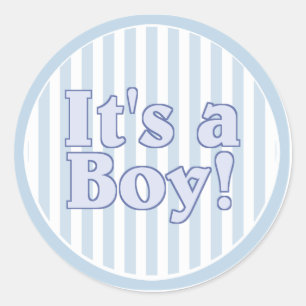 Het is een 'Boy Blue Stripe' aankondiging Ronde Sticker