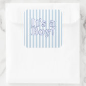 Het is een 'Boy Blue Striped' aankondiging Vierkante Sticker (Tas)