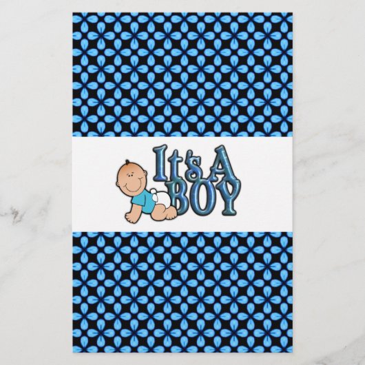 Het is een Boy Blue Text w / Baby Snoep Bar Wrappe Briefpapier (Voorkant)