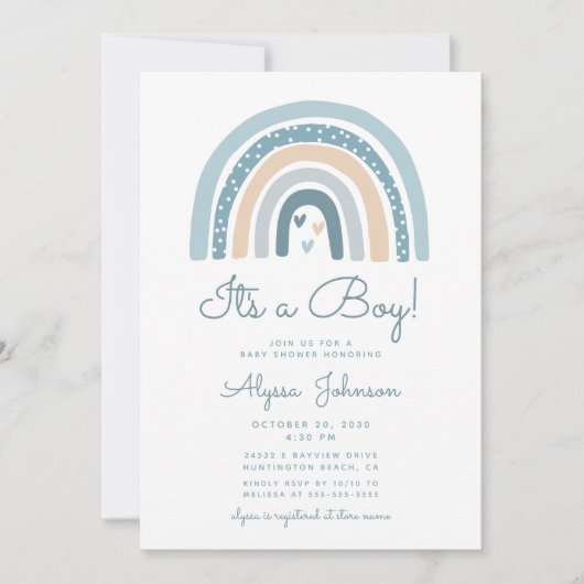Het is een Boy Boho Rainbow Baby shower Kaart (Voorkant)