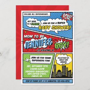 Het is een Boy Comic Book Superhero-Baby shower Kaart