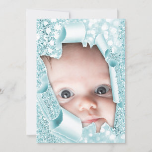 Het is een Boy Custom Photo Glitter Baby shower Bl Kaart