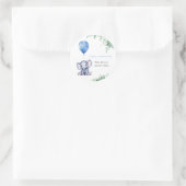Het is een Boy Elephant Balloon Blue Baby shower Ronde Sticker (Tas)