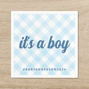 Het is een Boy Gingham Baby shower Servet