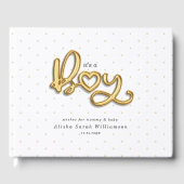 Het is een Boy Gold Script Balloon Letters Baby Gastenboek (Voorkant)