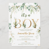 Het is een Boy Greenery Baby shower Kaart (Voorkant / Achterkant)